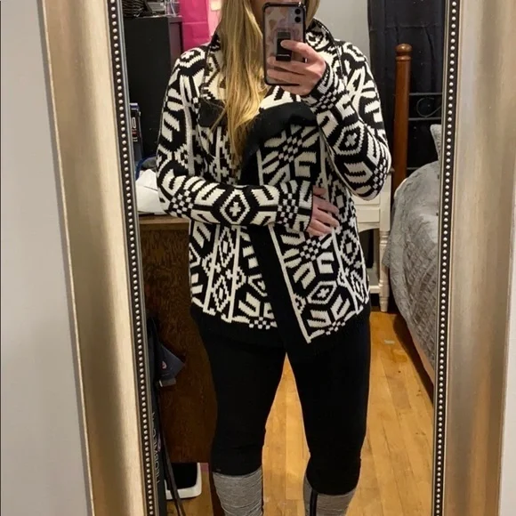 Oversized Chunky Sweater Jacket Shacket Tribal - Picture 9 of 14